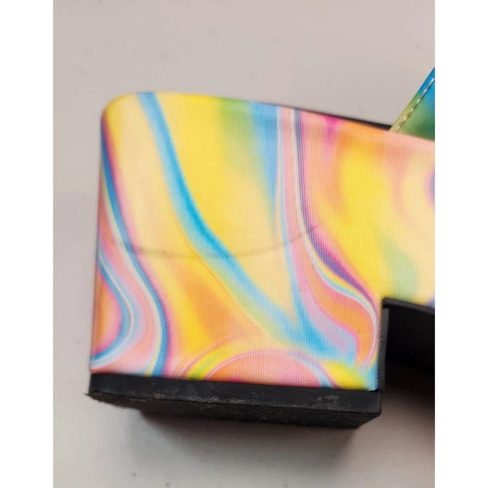 Funky Psychedelic Multicolor Platform Slides By Katy Perry The Busy Bee Sz 6.5M